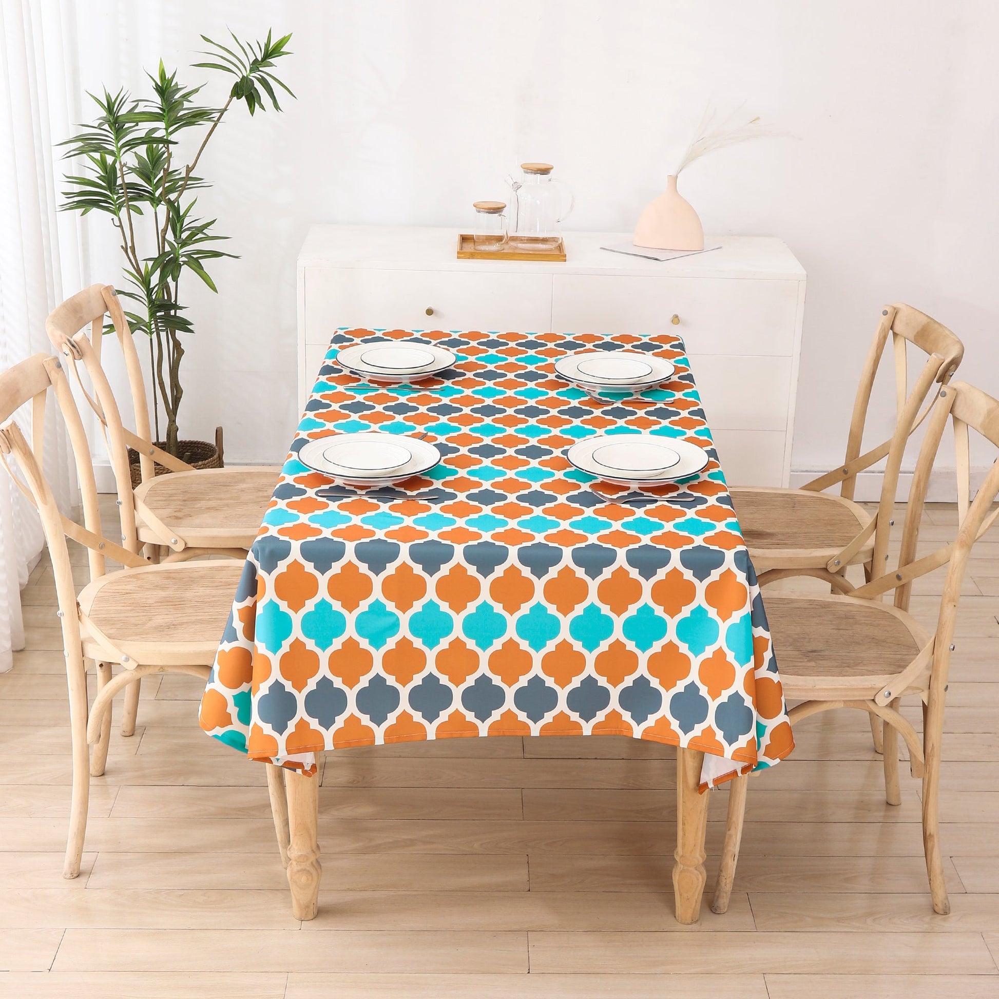 Water Resistant Indoor Outdoor Table Cloth 137x185 CM (Orange)-1