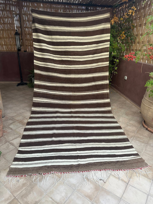 Moroccan Vintage Berber Striped Kilim Rug: Explore Enduring Beauty-0