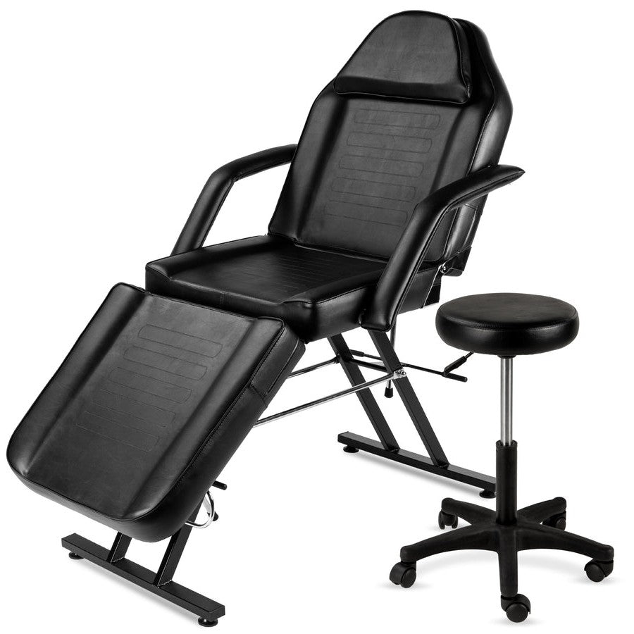 Black Adjustable Massage Bed Salon Chair w/ Hydraulic Stool-0