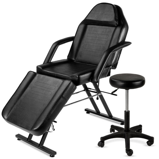 Black Adjustable Massage Bed Salon Chair w/ Hydraulic Stool-0