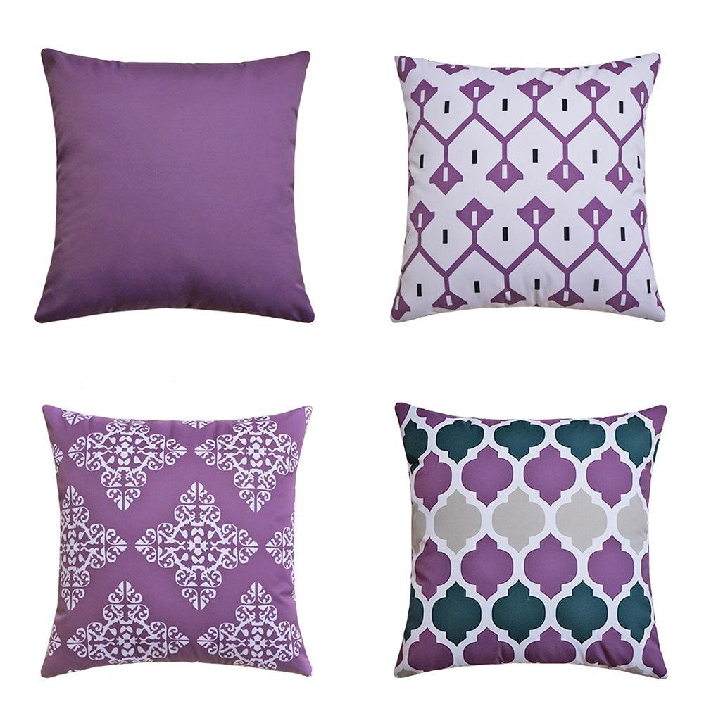 Water Resistant/Outdoor Cushion Covers for Home Garden Outdoor 45x45cm - Purple-0