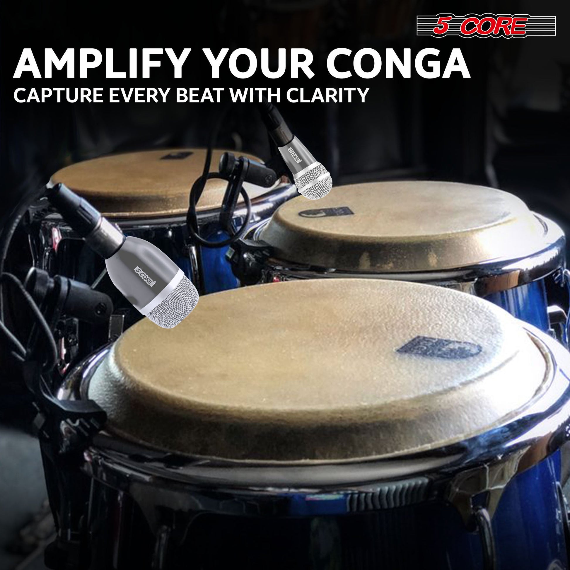 5Core Conga Mic Snare Tom Cardioid Dynamic Microphone for Drummer Precision Instrument-8