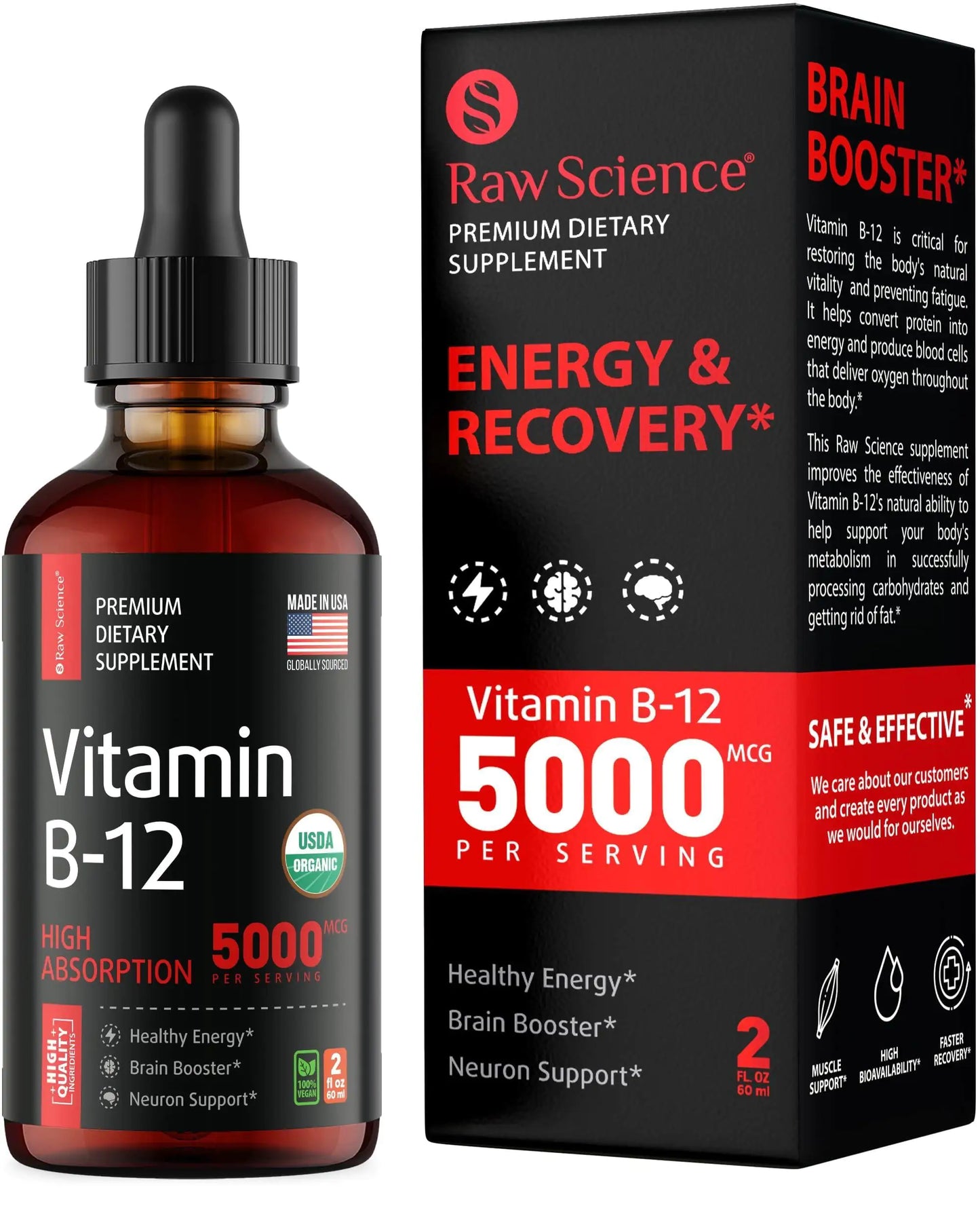 Vitamin B12 Liquid Drops Sublingual 5000mcg Methyl & Methylcobalamin