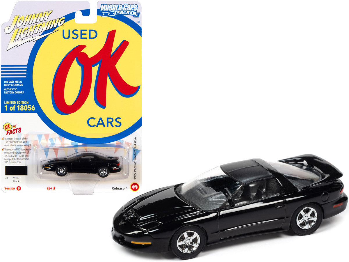 1997 Pontiac Firebird T/A Trans Am WS6 Black with Matt Black Top "OK Used Cars" Series Limited Edition to 18056 pieces Worldwide 1/64 Diecast Model Car by Johnny Lightning-0