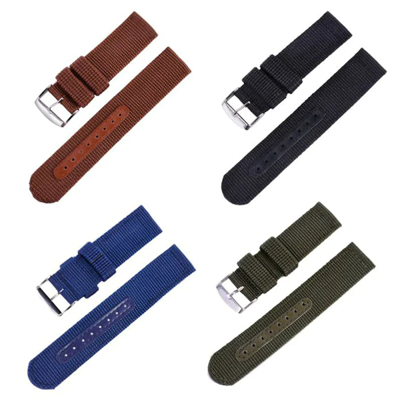 18mm 20mm 22mm 24mm Military Canvas Nylon Wrist Watch Band Strap Bracelet Sport