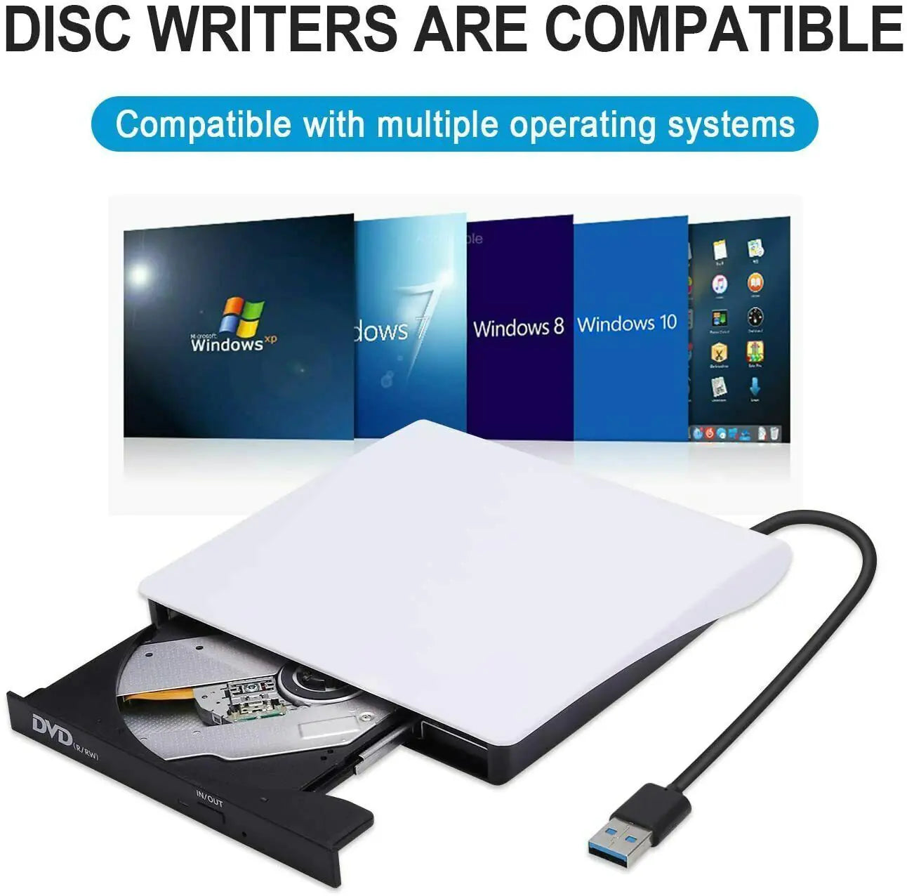 Slim External CD DVD Drive USB 3.0 Disc Player Burner Writer For Laptop PC Mac