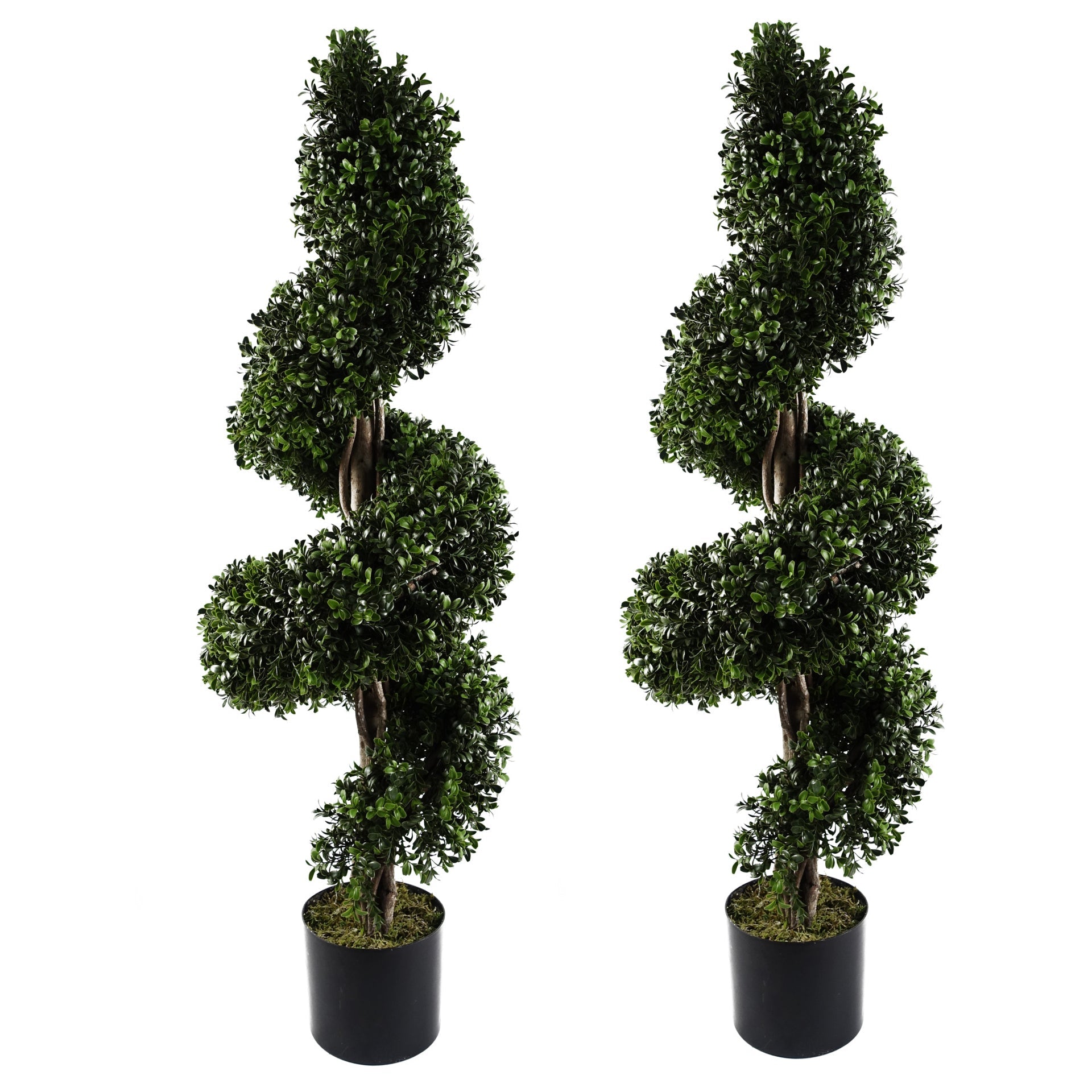 120cm Pair of Spiral Buxus Artificial Tree UV Resistant Outdoor Topiary-0