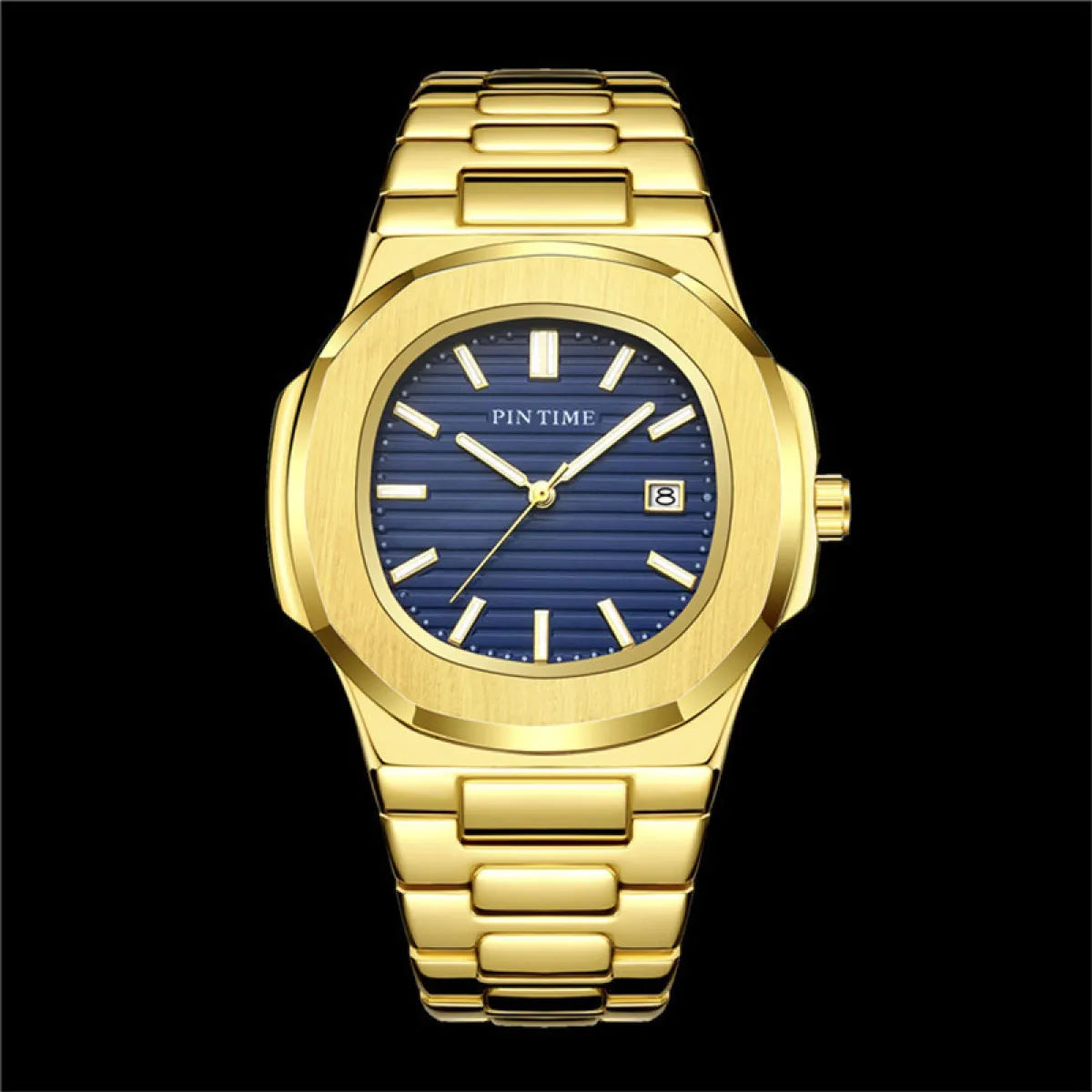 Quartz Calendar Watch with Waterproof Luminous Steel Band