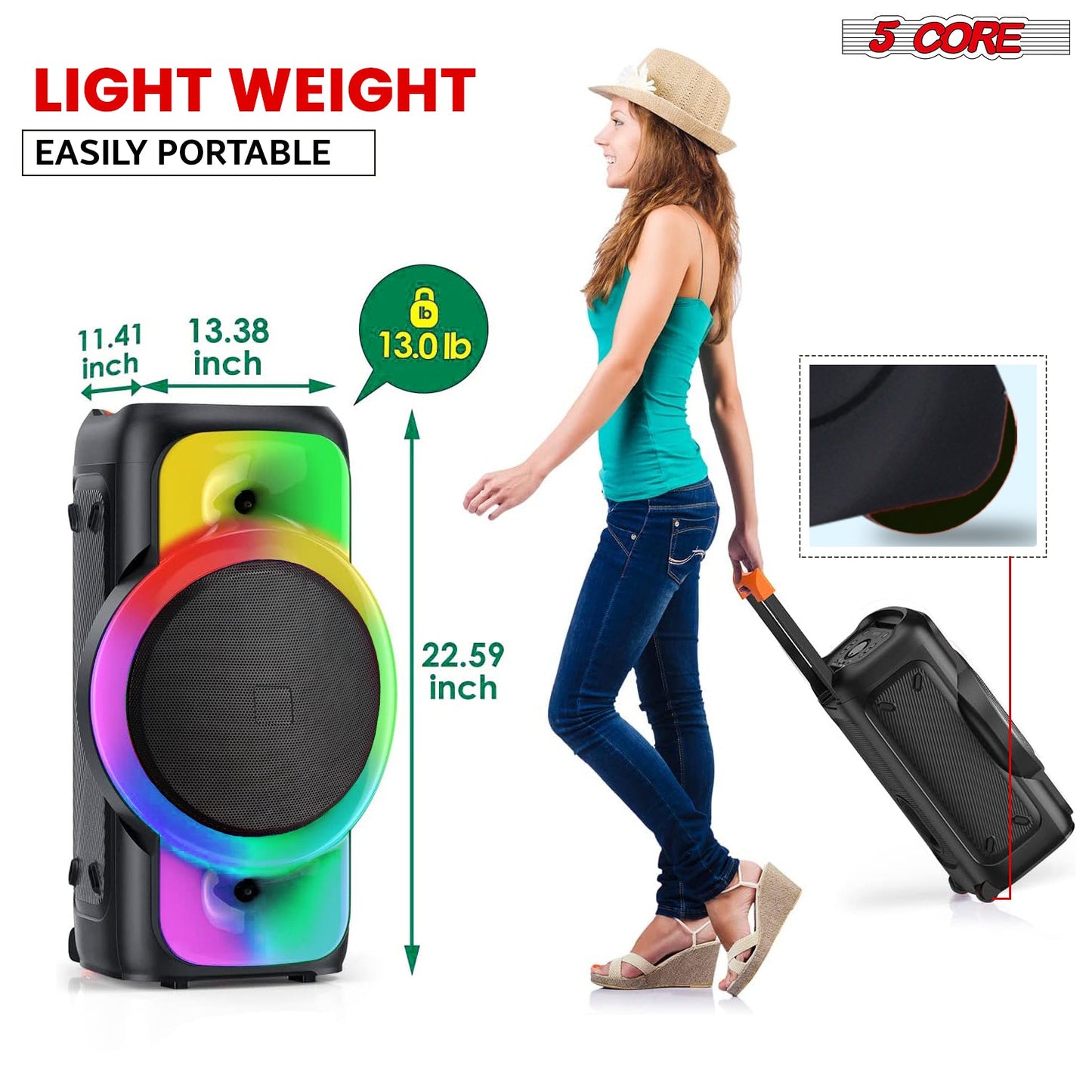 5Core Bluetooth Party Speaker 12 inch PA RGB Partybox Karaoke Machine + 2 Wireless Mic-1