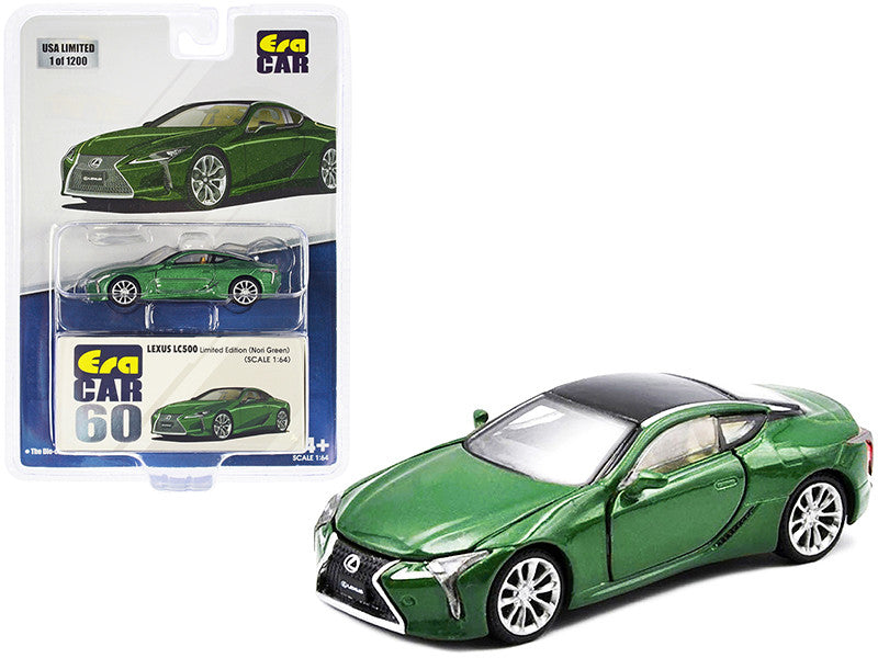 Lexus LC500 Nori Green Metallic with Black Top Limited Edition to 1200 pieces 1/64 Diecast Model Car by Era Car-0