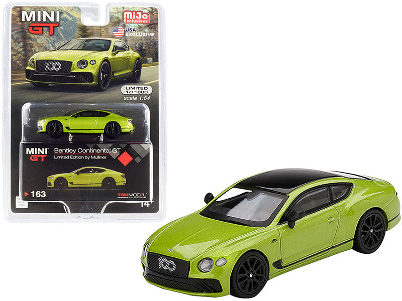 Bentley Continental GT Limited Edition by Mulliner Green Metallic with Black Top Limited Edition to 1800 pieces Worldwide 1/64 Diecast Model Car by Mini GT-0