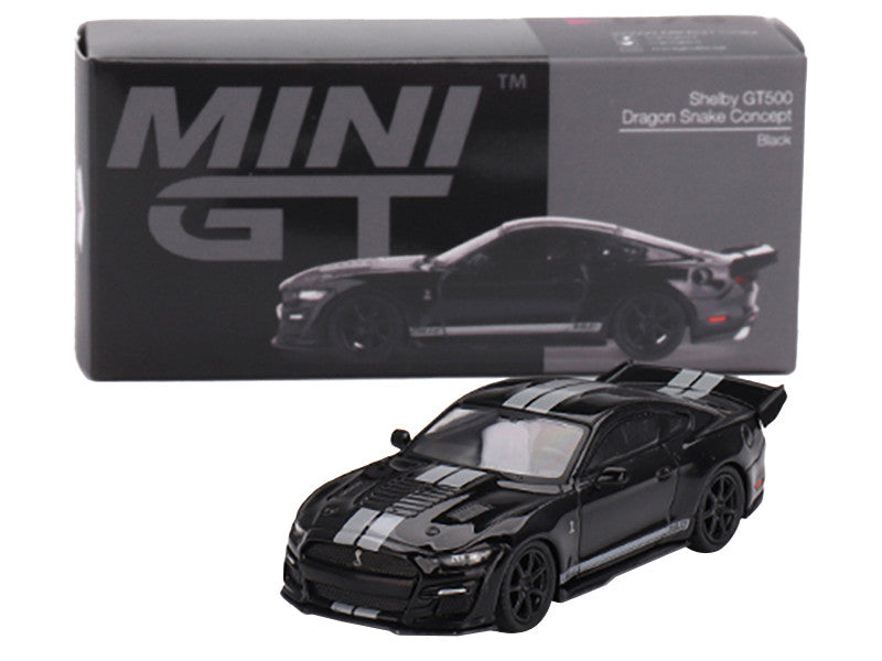 Shelby GT500 Dragon Snake Concept Black with Gray Stripes Limited Edition to 5400 pieces Worldwide 1/64 Diecast Model Car by Mini GT-3