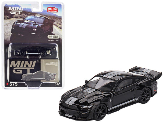 Shelby GT500 Dragon Snake Concept Black with Gray Stripes Limited Edition to 5400 pieces Worldwide 1/64 Diecast Model Car by Mini GT-0