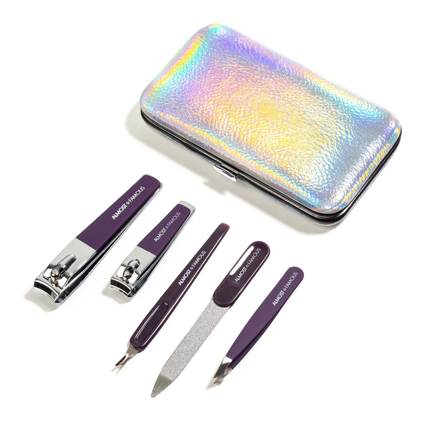 5pc Manicure Kit w/ Holographic Travel Case-1