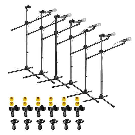 5 Core Tripod Mic Stand 6Pcs 59" Adjustable Microphone Stands Holder Floor w Boom Arm-0
