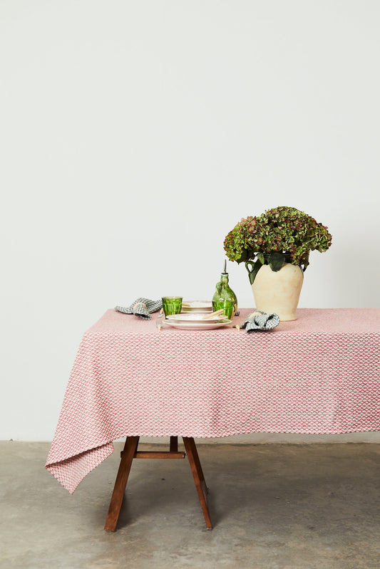 Maroon bird's eye tablecloth-0