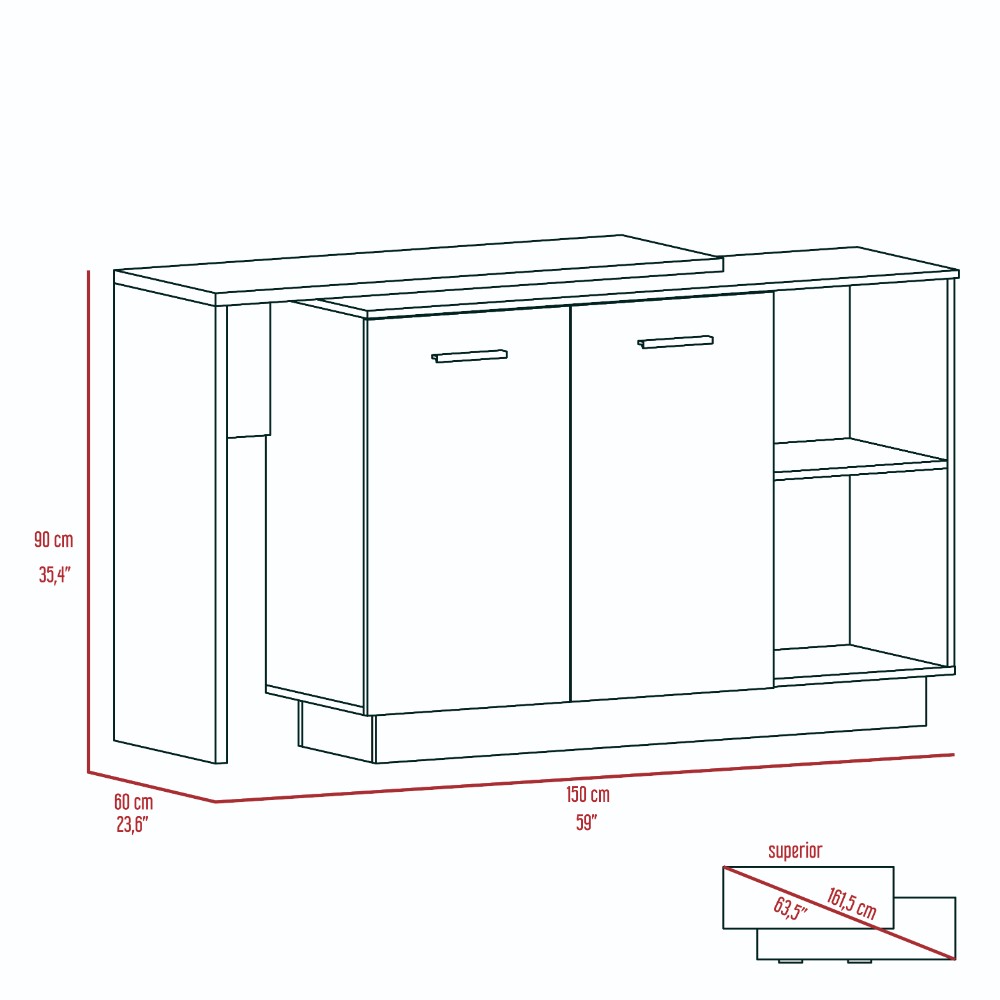 3 Drawers Dresser Maryland, Superior Top, White / Pine Finish-7