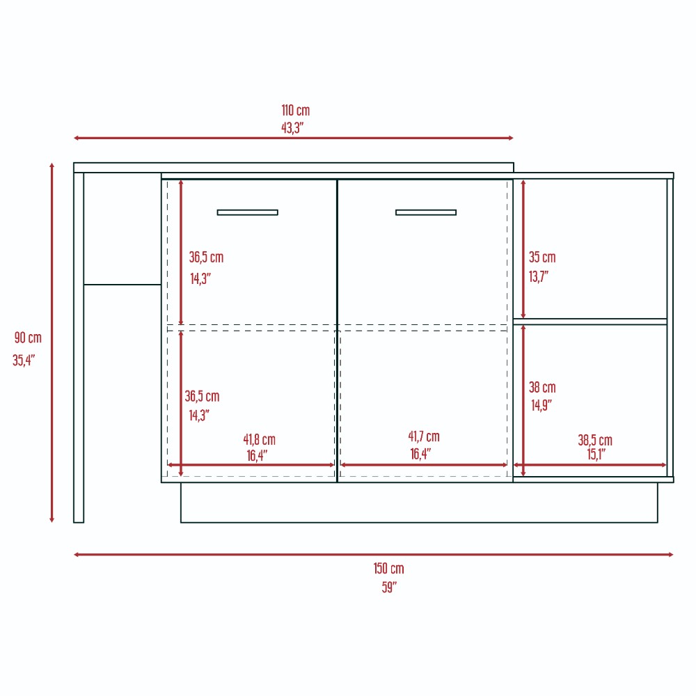 3 Drawers Dresser Maryland, Superior Top, White / Pine Finish-8