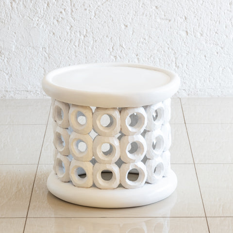 Bamileke Table or Stool | Vintage White-0