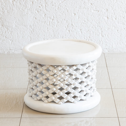 Bamileke Table or Stool | Vintage White-0