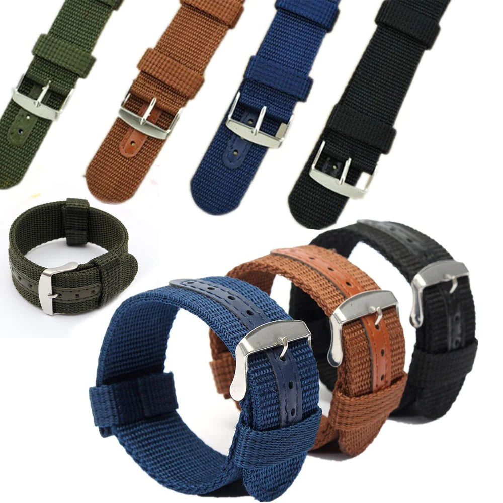 18mm 20mm 22mm 24mm Military Canvas Nylon Wrist Watch Band Strap Bracelet Sport