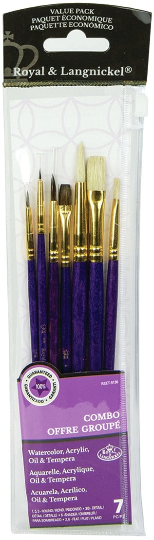 Bristle/Sable Value Pack Brush Set-7/Pkg