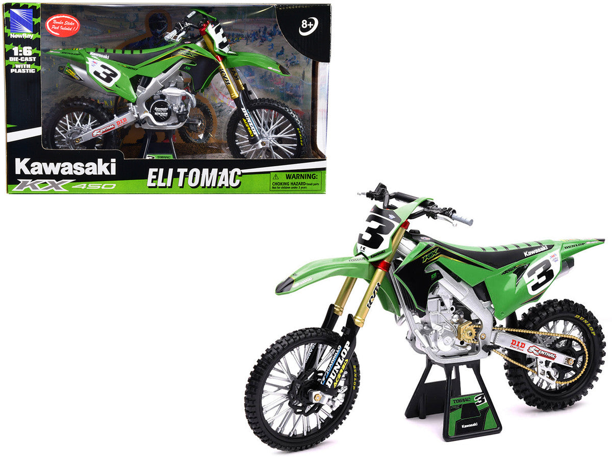 Kawasaki KX 450F Dirt Bike Motorcycle #3 Eli Tomac Green and Black "Kawasaki Racing Team" 1/6 Diecast Model by New Ray-0