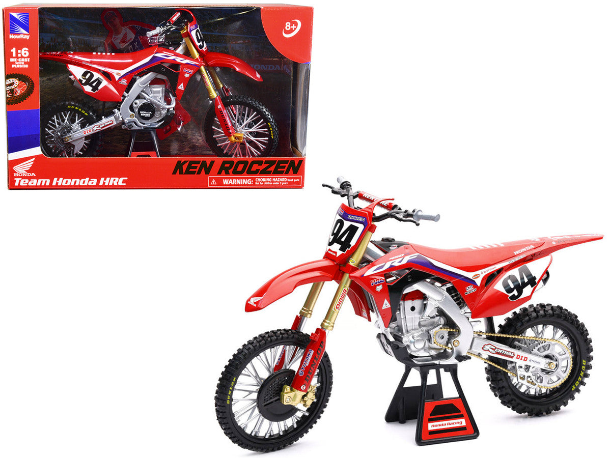 Honda CRF 450R Dirt Bike Motorcycle #94 Ken Roczen Red "Team Honda HRC" 1/6 Diecast Model by New Ray-0