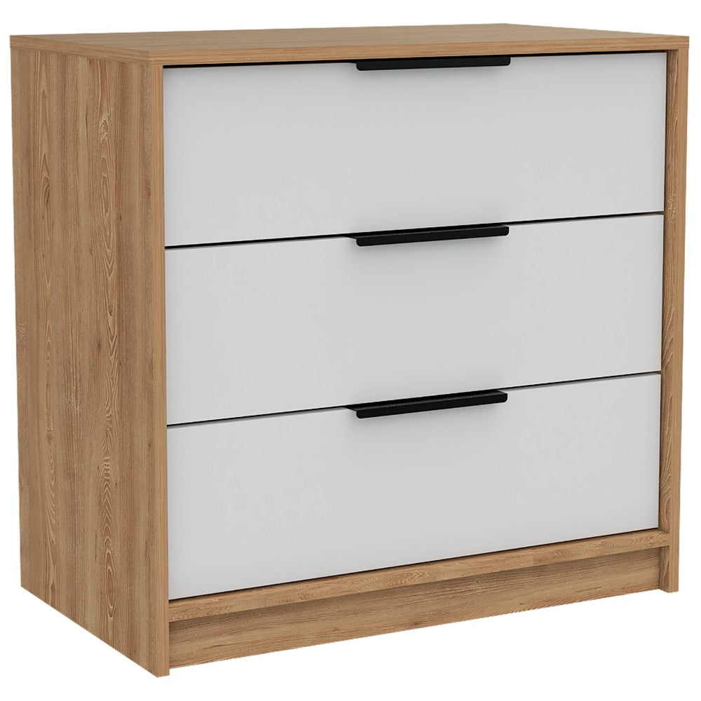 3 Drawers Dresser Maryland, Superior Top, Smokey Oak / White Finish-2