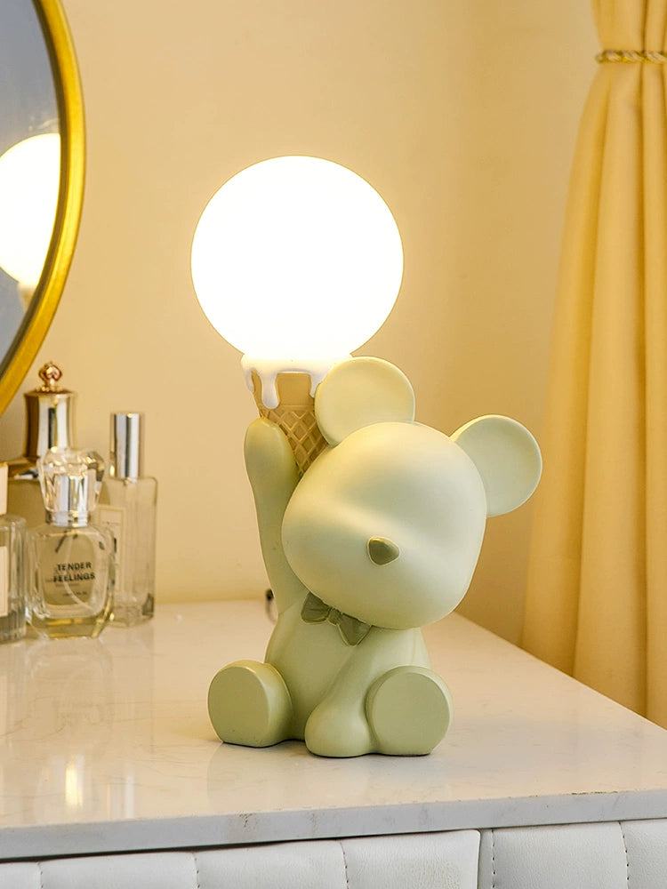 Cute Bear Small Night Lamp Decoration Creative Trending Bedroom Bedside Children's Room Desktop Lamp Birthday Gift for Girls