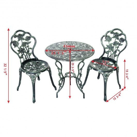 Outdoor Cast Aluminum Patio Furniture Set with Rose Design - Color: Green