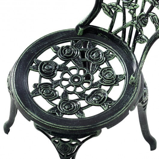 Outdoor Cast Aluminum Patio Furniture Set with Rose Design - Color: Green