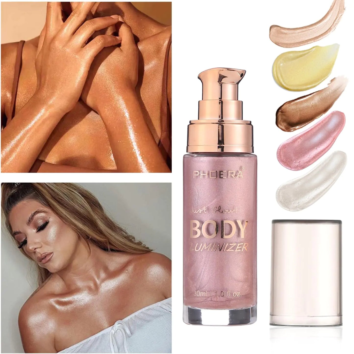 Body Shimmer Oil, Waterproof Long Lasting Moisturizing Bronze Body Luminizer Glow For Face & Body, Liquid Illuminator Body Highlighter 1oz/Jars, Makeup Brush Include (Sparkle Pink #04) Sparkle Pink #04 1 Fl Oz (Pack of 1)