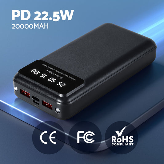 20000mAh Portable Power Bank PD22.5W Quick Charging Fast Charger for Phone Black-0