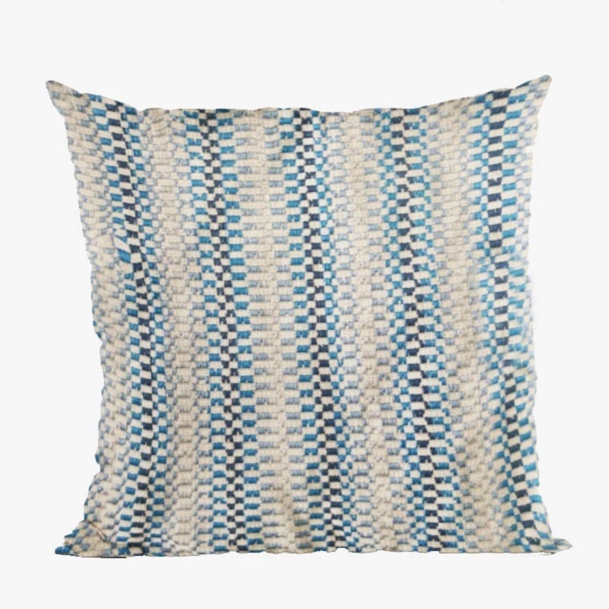 Garden Tassel Blue Stripes Luxury Outdoor/Indoor Throw Pillow-1