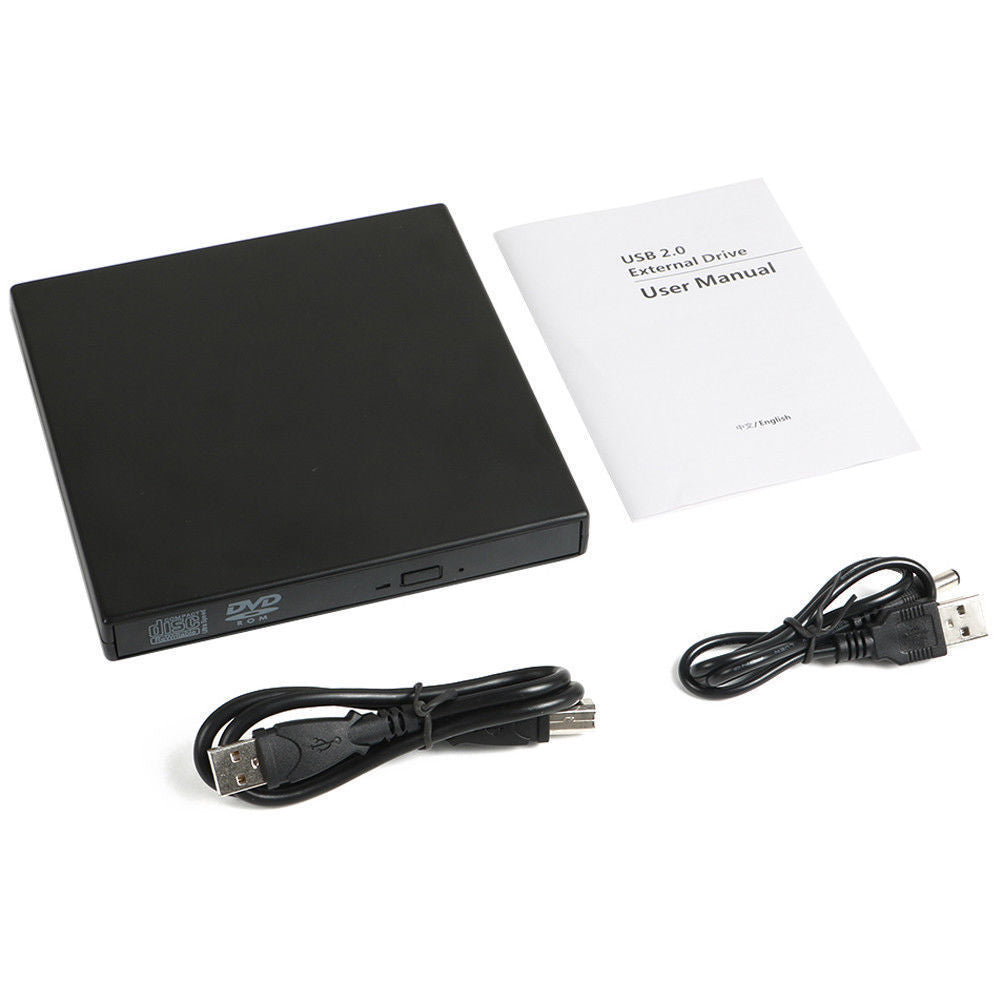 USB External DVD CD RW Disc Burner Combo Drive Reader for Windows 98/8/10 Laptop PC black