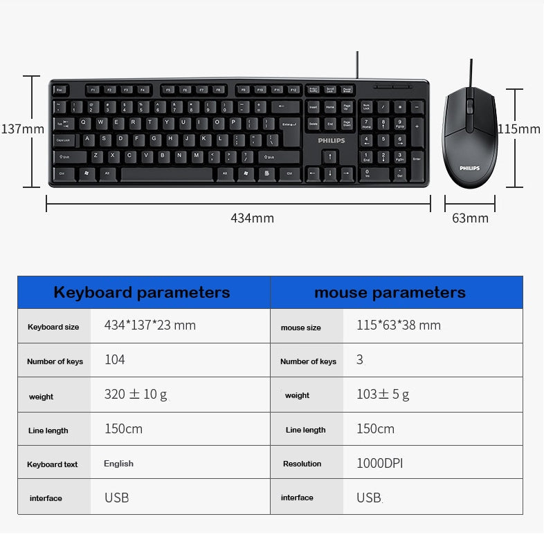 Spt6254 Wired Gaming Usb Keyboard Mouse Set Compatible With Desktop Laptop Notebook Pc Windows black