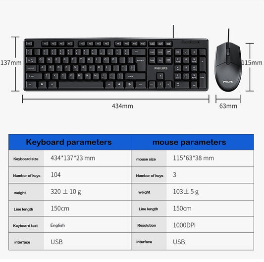 Spt6254 Wired Gaming Usb Keyboard Mouse Set Compatible With Desktop Laptop Notebook Pc Windows black