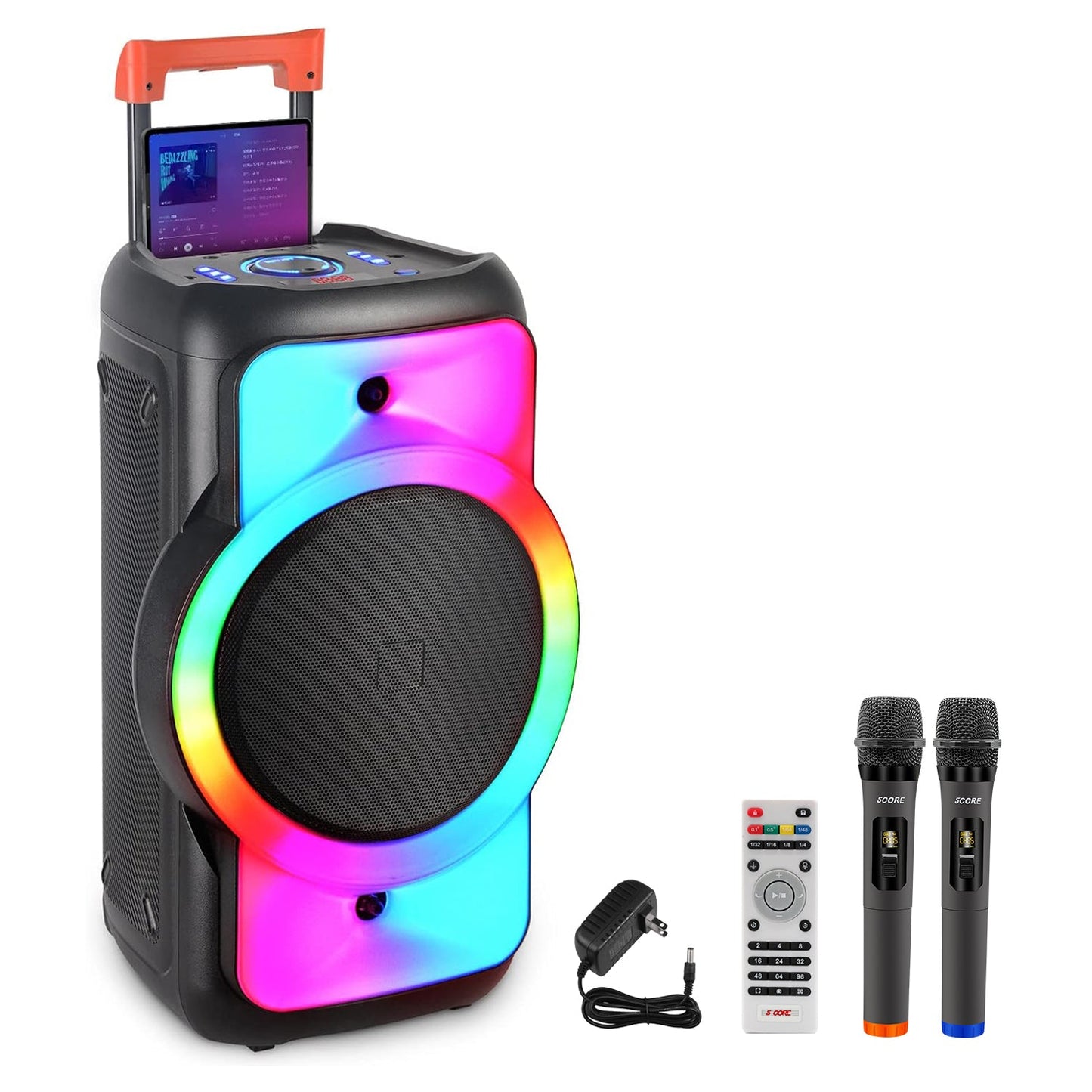 5Core Bluetooth Party Speaker 12 inch PA RGB Partybox Karaoke Machine + 2 Wireless Mic-0