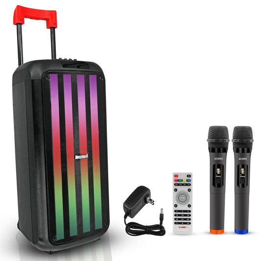 5Core Bluetooth Party Speaker 8 inch PA RGB Partybox Karaoke Machine + 2 Wireless Mic-0