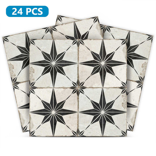 Vintage Black stars pattern hassle-free wall tiles easy to install home décor Model - R1-0