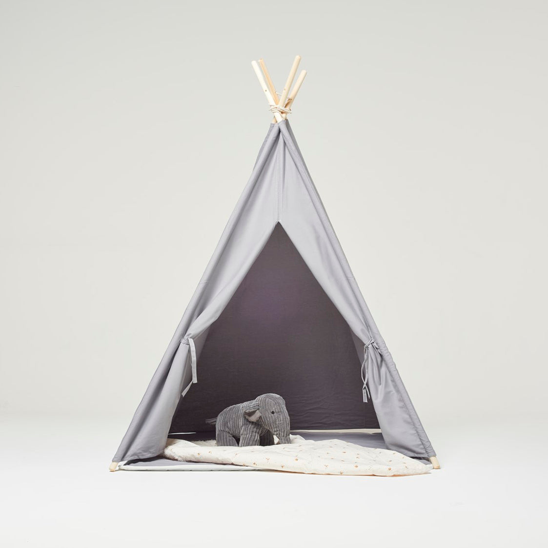 Teepee Play Tent White Grey with Cushion-1