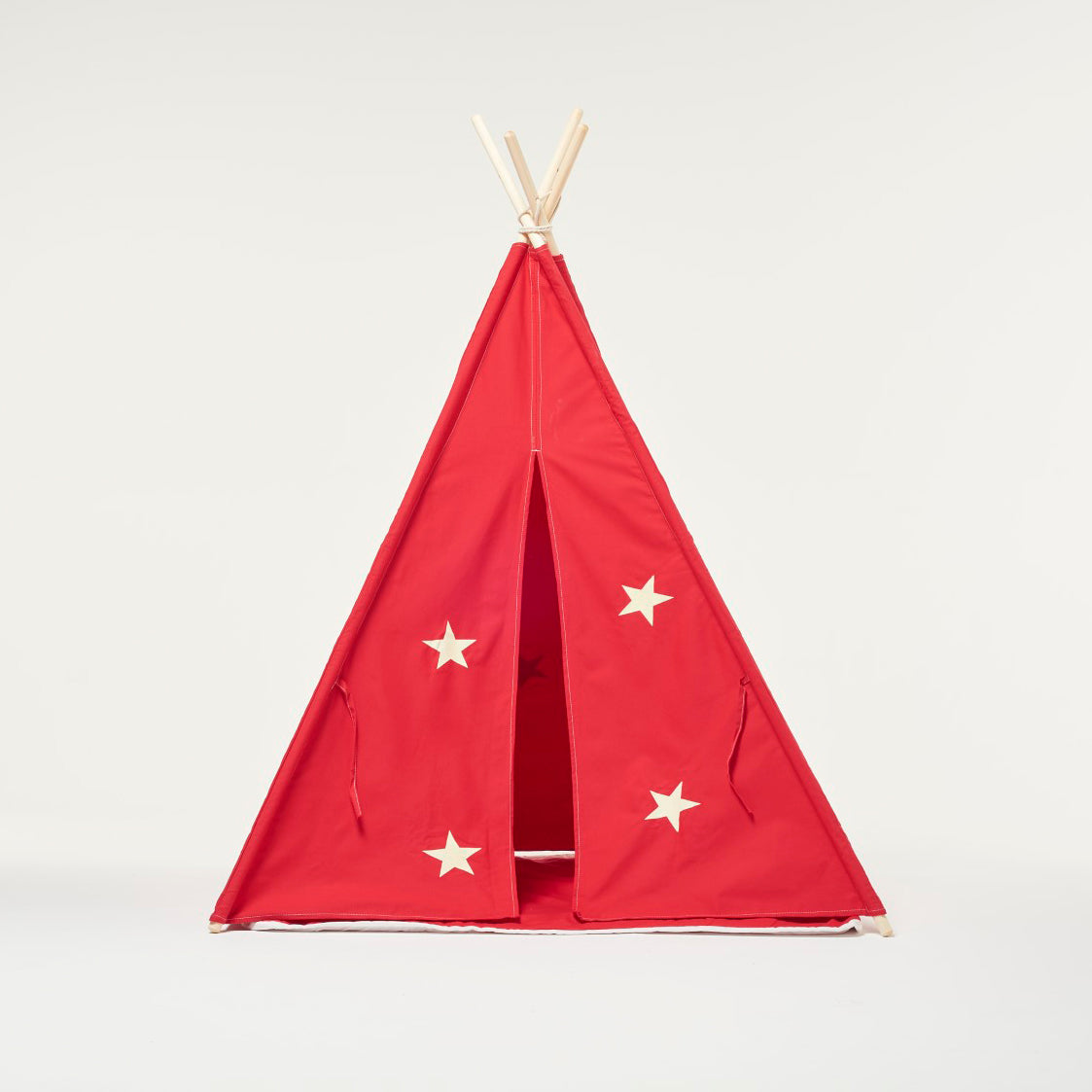 Teepee Play Tent Red and Fluorescent Stars with Cushion-3