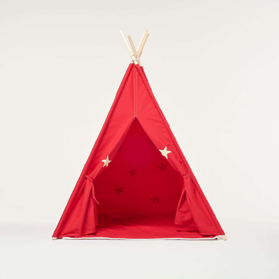 Teepee Play Tent Red and Fluorescent Stars with Cushion-2