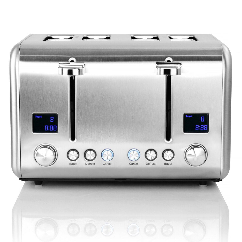 MegaChef 4 Slice Toaster In Stainless Steel Silver Hot Sandwich Maker  Bread Machine Maker  Home Appliance