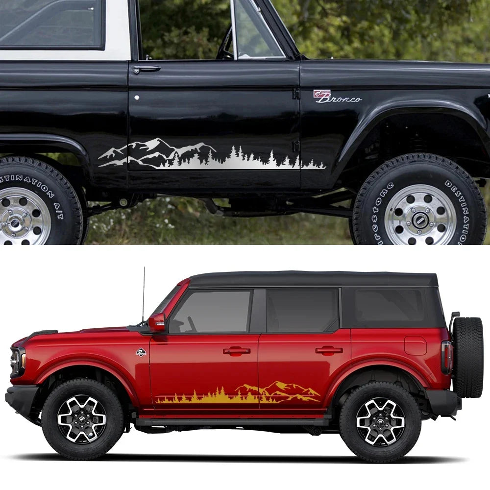 2PC Ford Bronco 2021-2023 Forest Mountain Range Graphics - Vinyl Decal Accessories-1