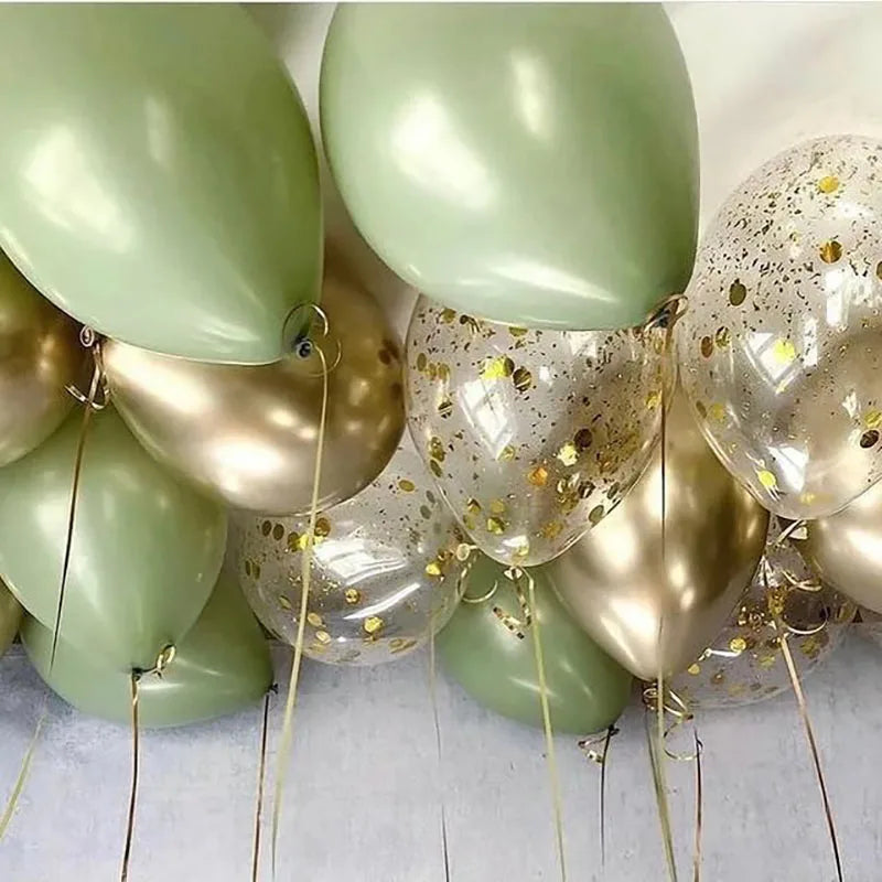 18Pcs/set Metallic Gold Silver White Ballon Brial Birthday Confetti Balls Air Helium Baloon Ramadan Home Festive Party Supplies