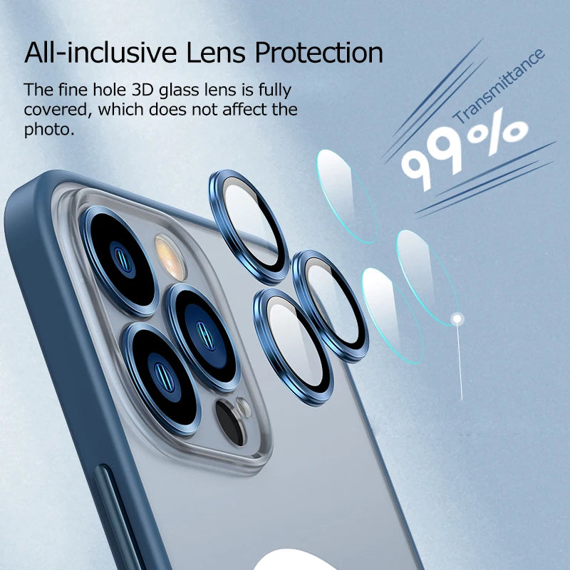Color: Blue, Material: Plastic - Magsafe Magnetic For IPhone 15 Promax Phone Case For iPhon 11 12 13 14 15 Pro Max Plus Lens Glass Ring Protection Silicone Cover