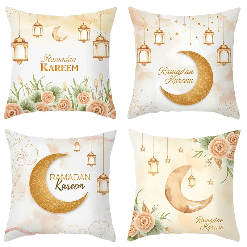 2024 Eid Mubarak Pillowcase Decor for Home Sofa Cushion Cover Islamic Ramadan Kareem Decoration Mosque Muslim Pillow Cover Gifts