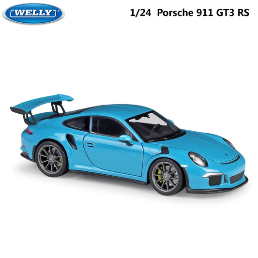 WELLY 1:24 Scale Diecast Simulator Car Porsche 911 GT3 RS Model Car Alloy Sports Car Metal Toy Racing Car Toy For Kids Gift